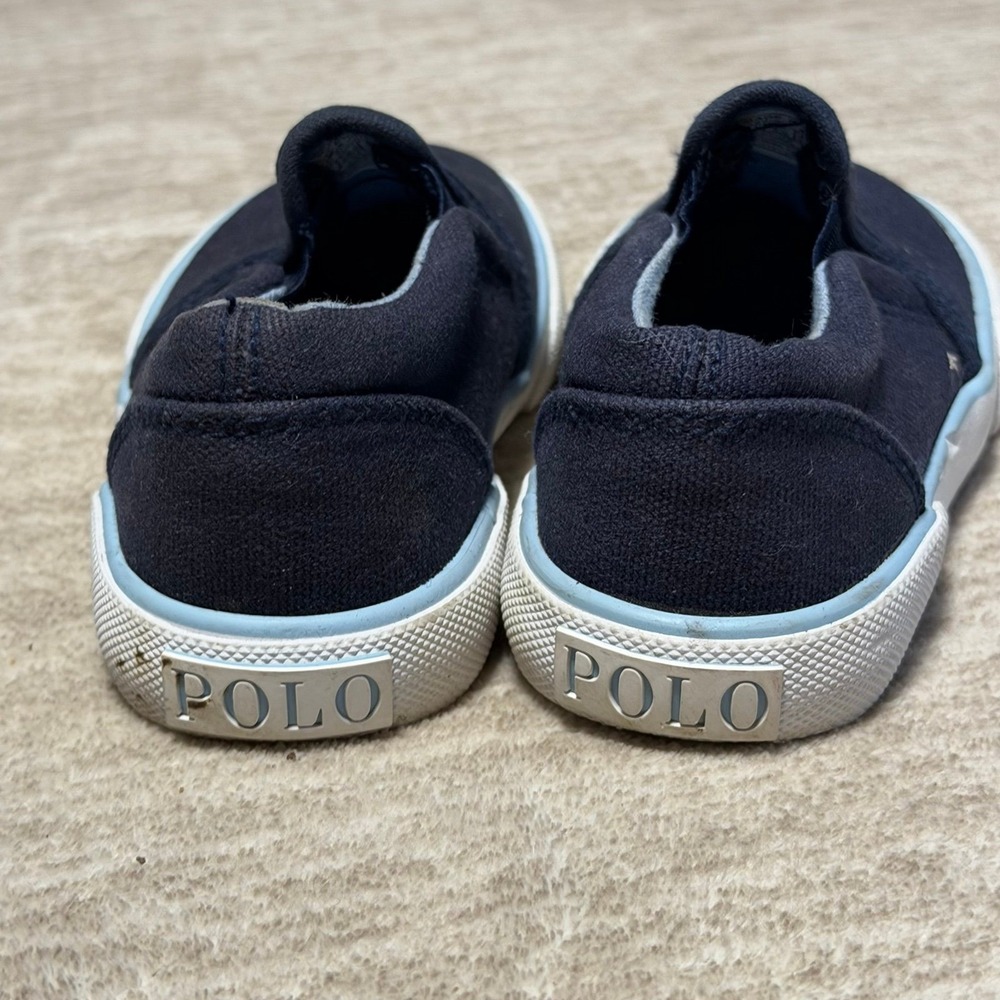 Polo Ralph Lauren Toddler Slip On Shoes Bear Navy Canvas Size 7 - Picture 3 of 6